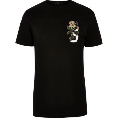 Black rose print t-shirt